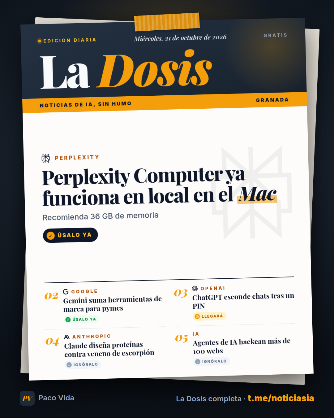 La Dosis del 21 de octubre de 2026