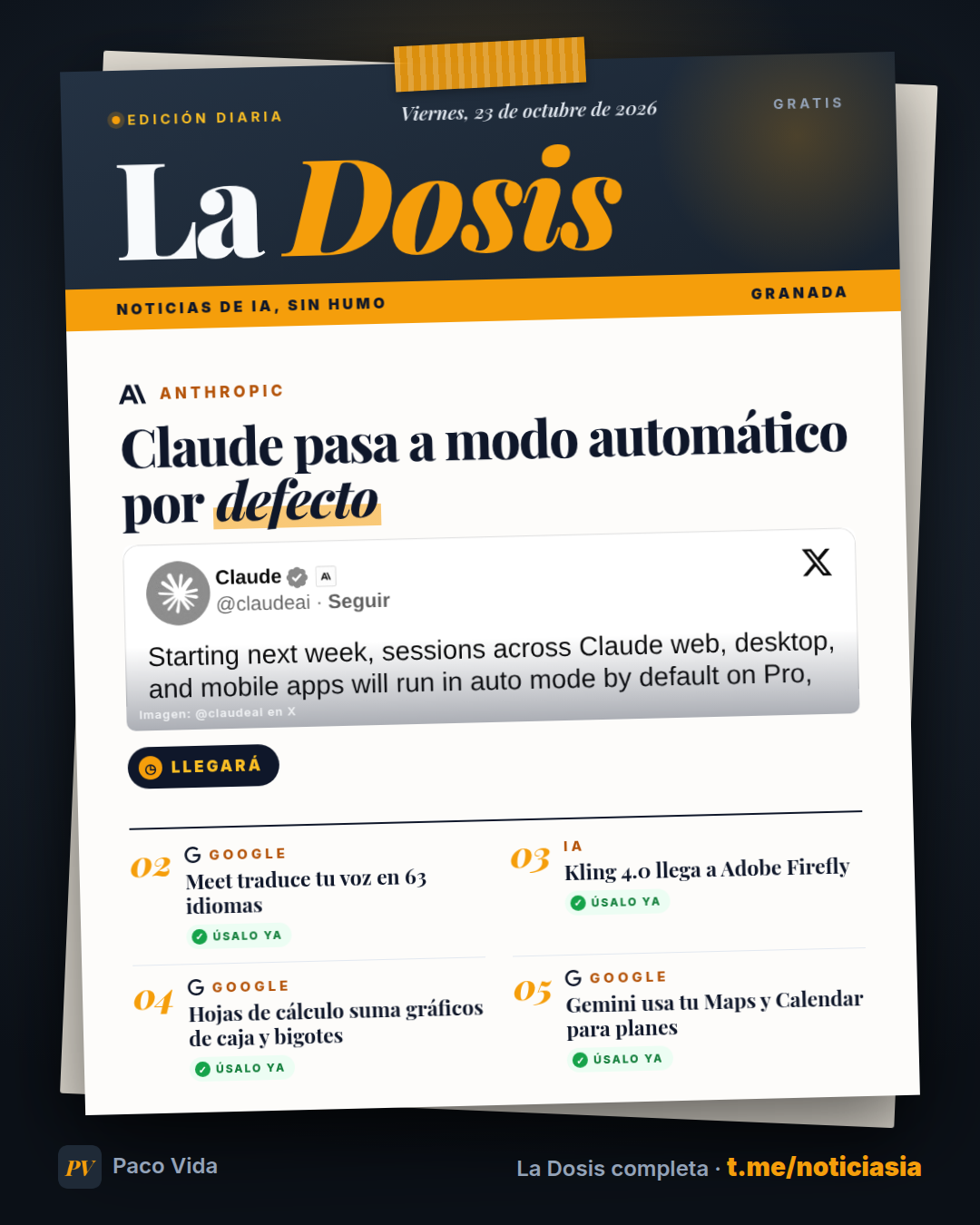 La Dosis del 23 de octubre de 2026