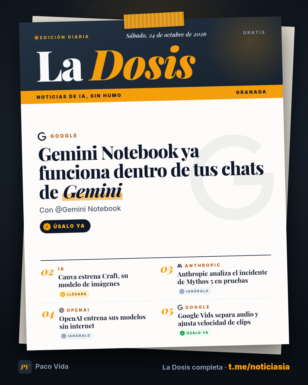 La Dosis del 24 de octubre de 2026