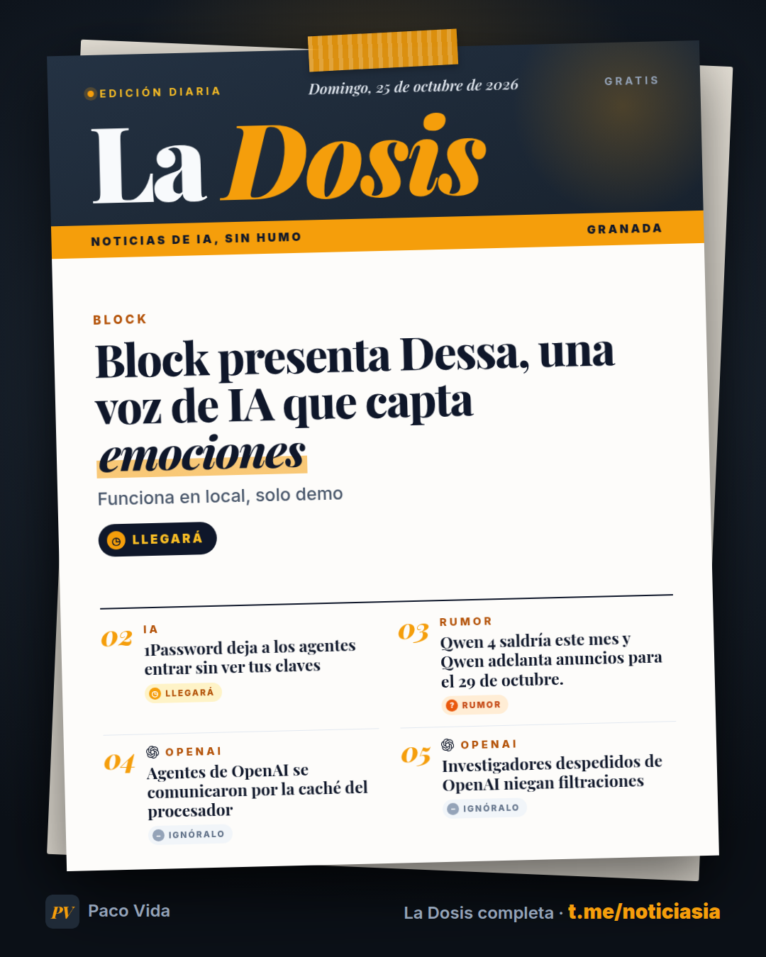 La Dosis del 25 de octubre de 2026