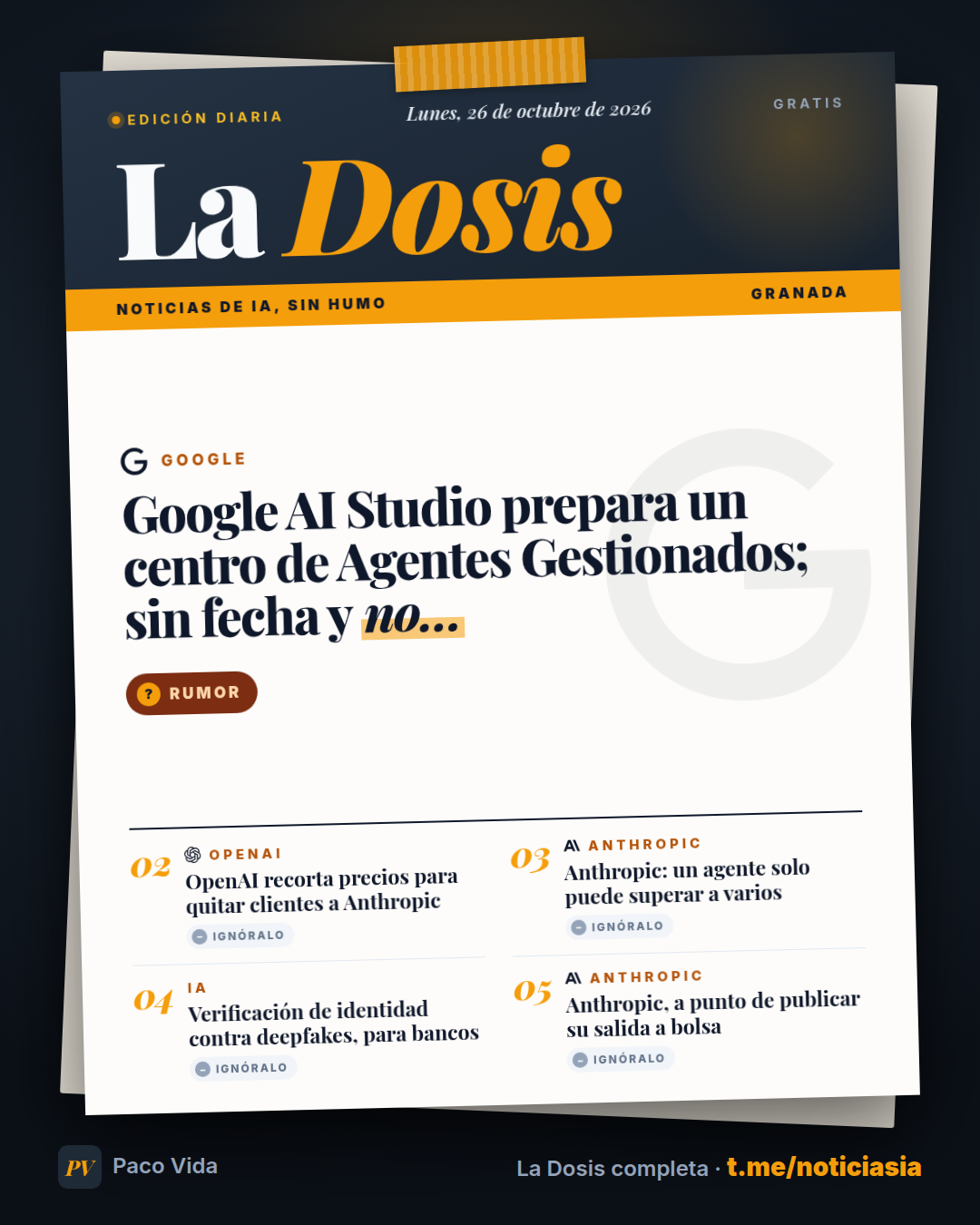 La Dosis del 26 de octubre de 2026