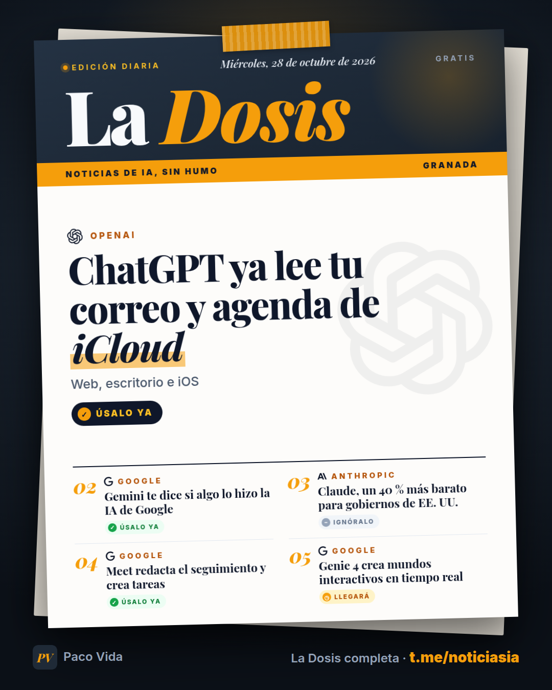 La Dosis del 28 de octubre de 2026