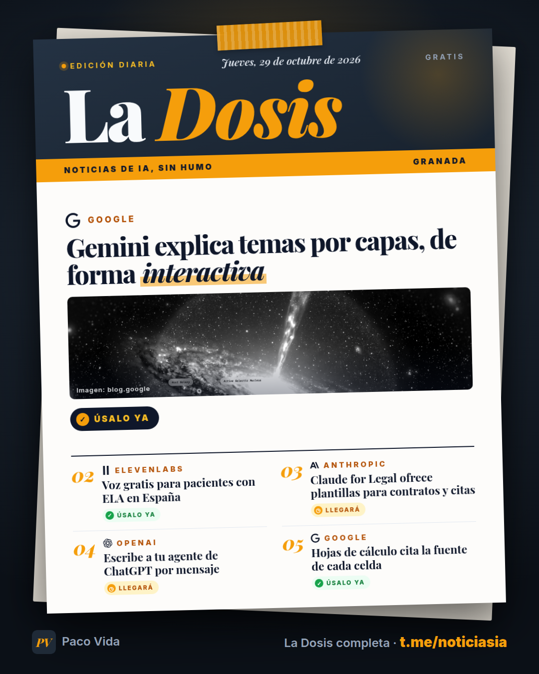 La Dosis del 29 de octubre de 2026