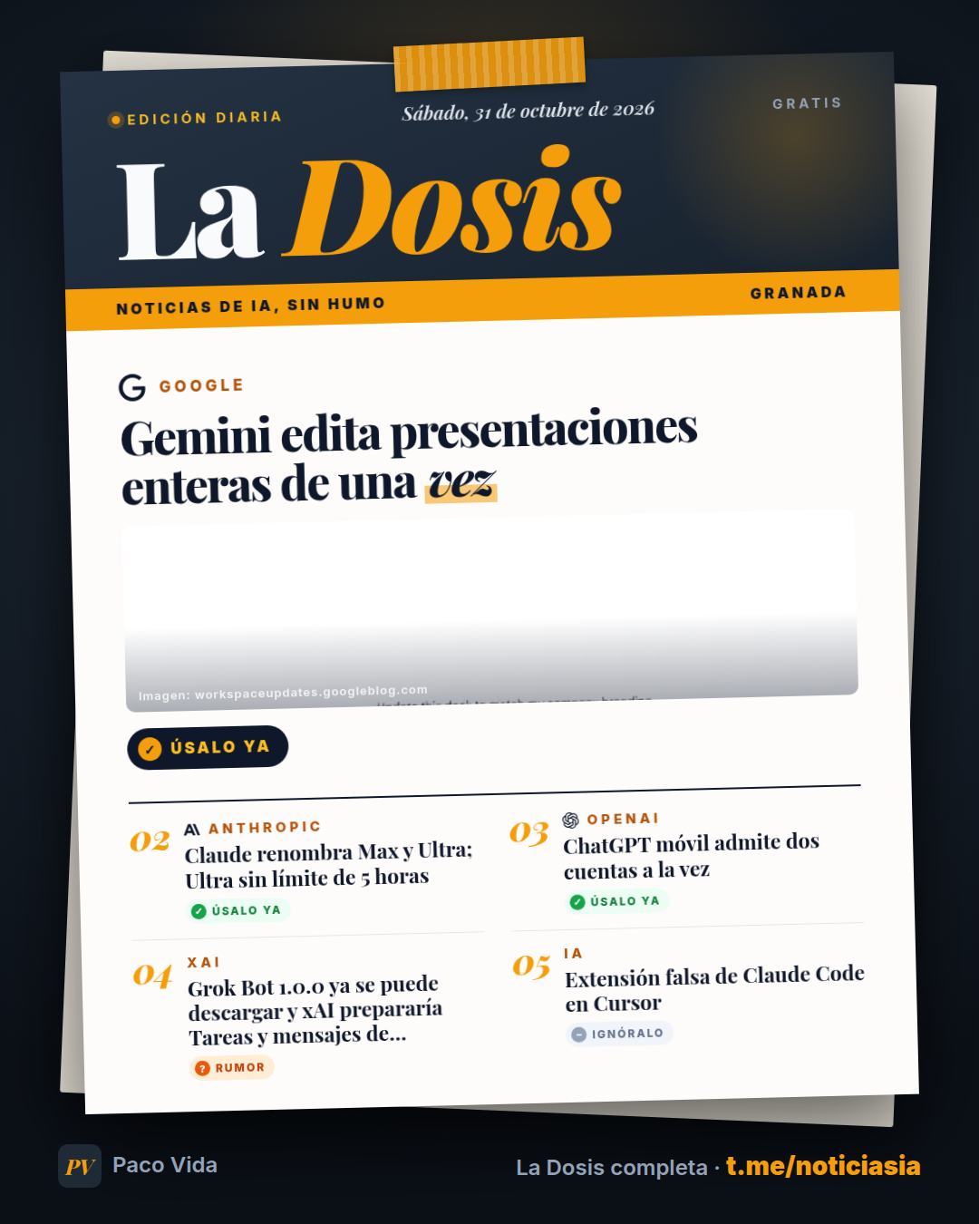 La Dosis del 31 de octubre de 2026